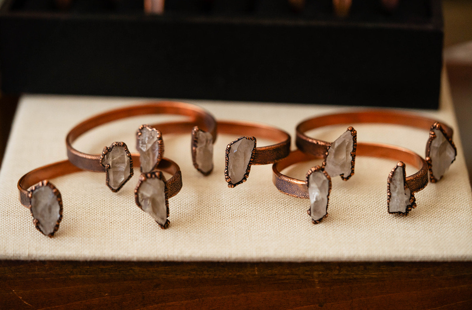 Handcrafted Natural Arkansas Quartz and Copper Cuff Bracelet  Hawkhouse