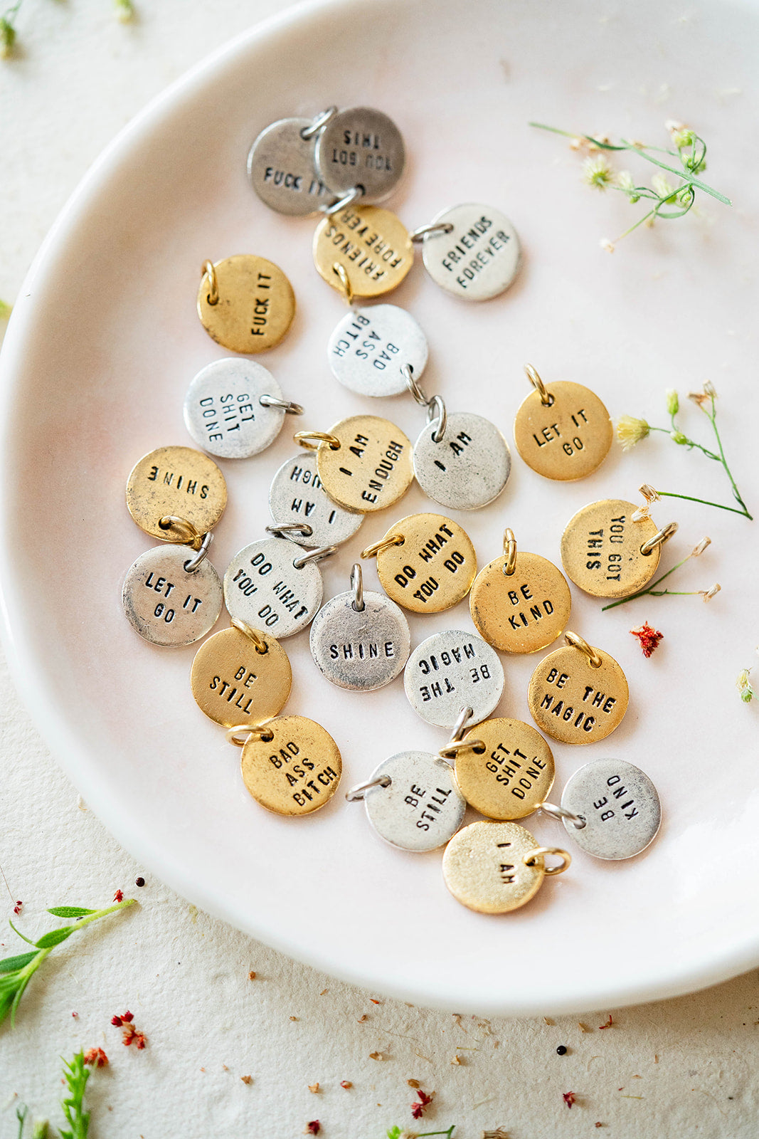 Beaded Bangle + Mantra Charm Beaded Bangles Bella Vita Jewelry