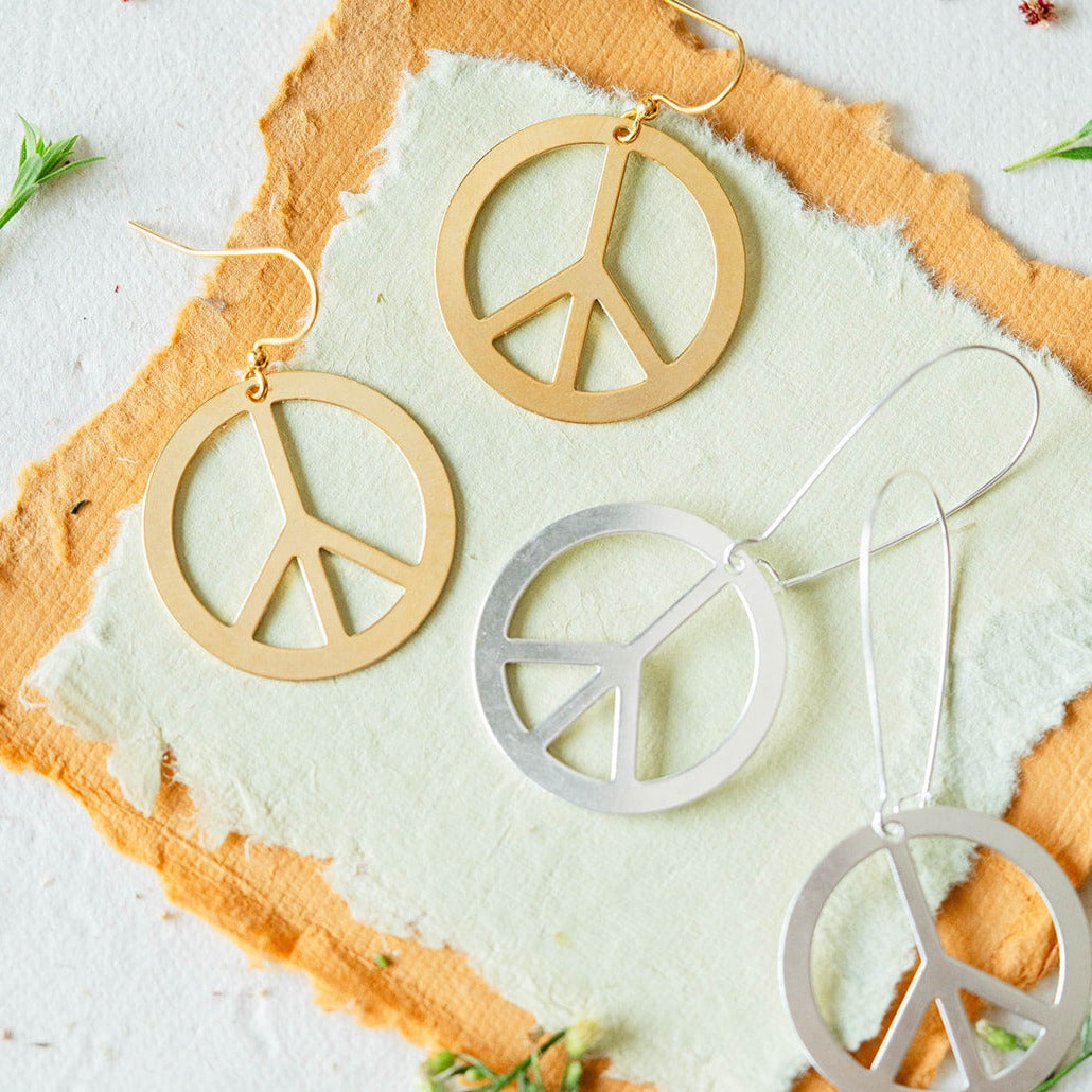 Peace Sign Earrings Dangle Earrings Bella Vita Jewelry