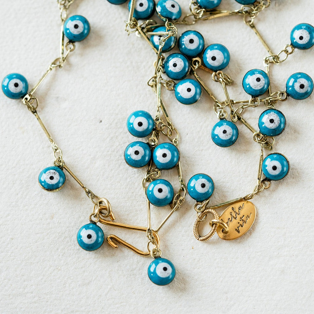 Confetti Chain Chain Necklaces Bella Vita Jewelry Turquoise Eye  