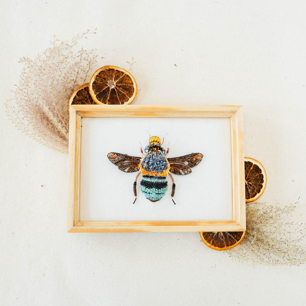 Hand Embroidered Bee Wall Art Wall Art Trovelore   
