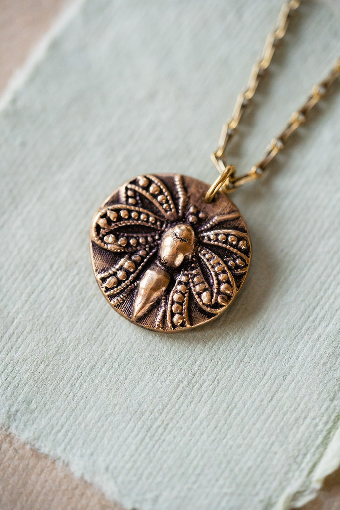 Dragonfly Heirloom Button Necklace Charm + Pendant Necklaces Bella Vita Jewelry   