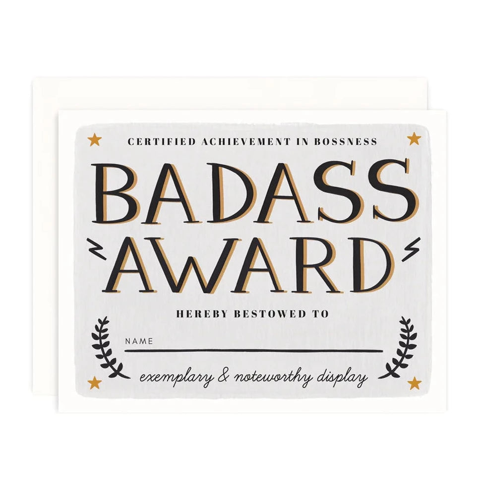 Badass Award Greeting Card Stationery + Pencils Girl w/ Knife   
