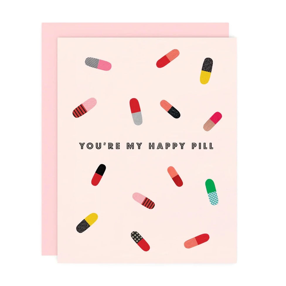 You're My Happy Pill Greeting Card Stationery + Pencils Girl w/ Knife   