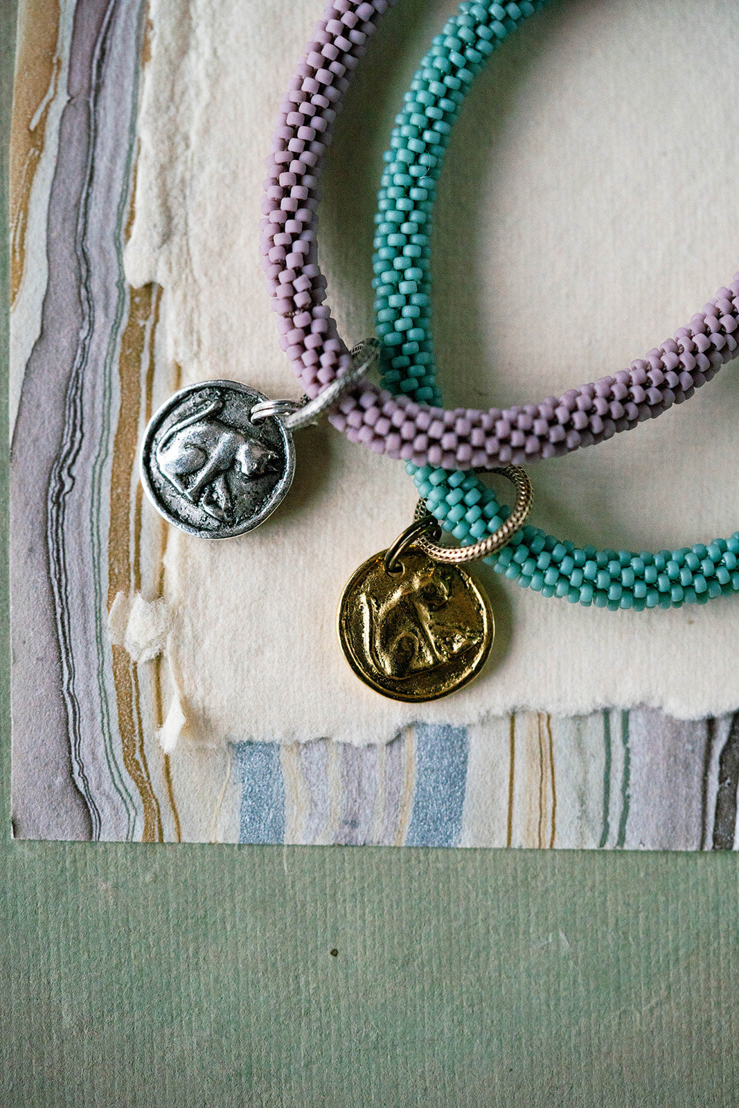 Beaded Bangle + Cat Charm Beaded Bangles Bella Vita Jewelry