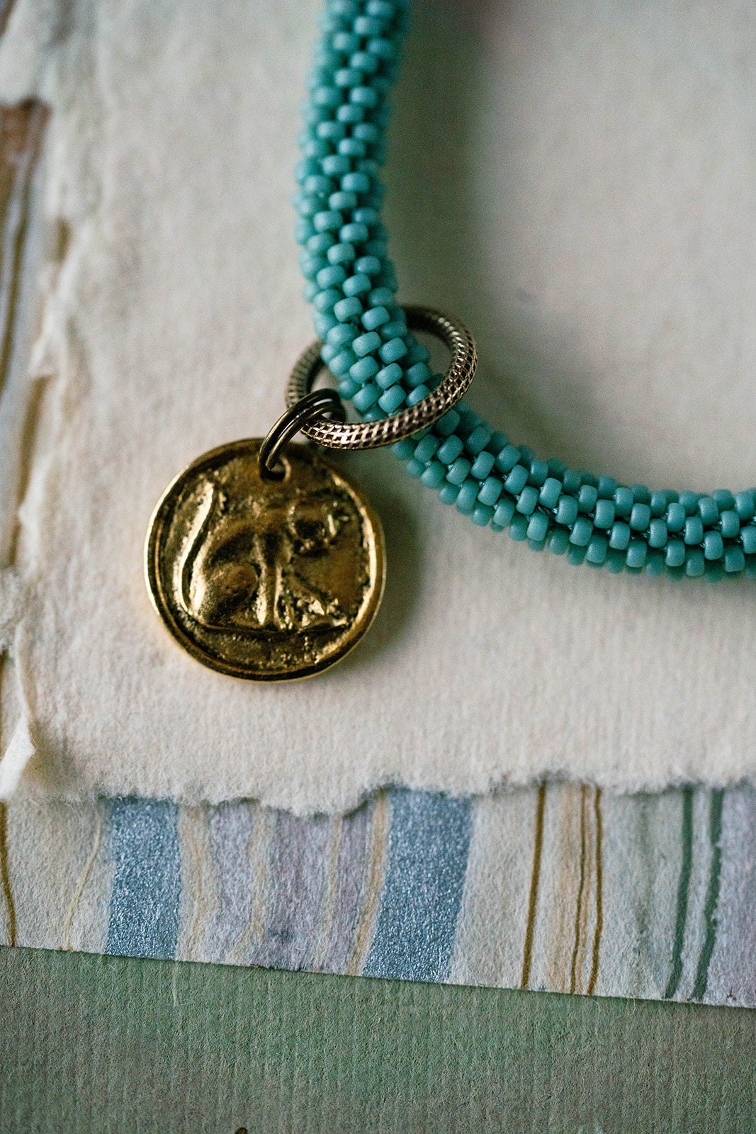 Beaded Bangle + Cat Charm Beaded Bangles Bella Vita Jewelry