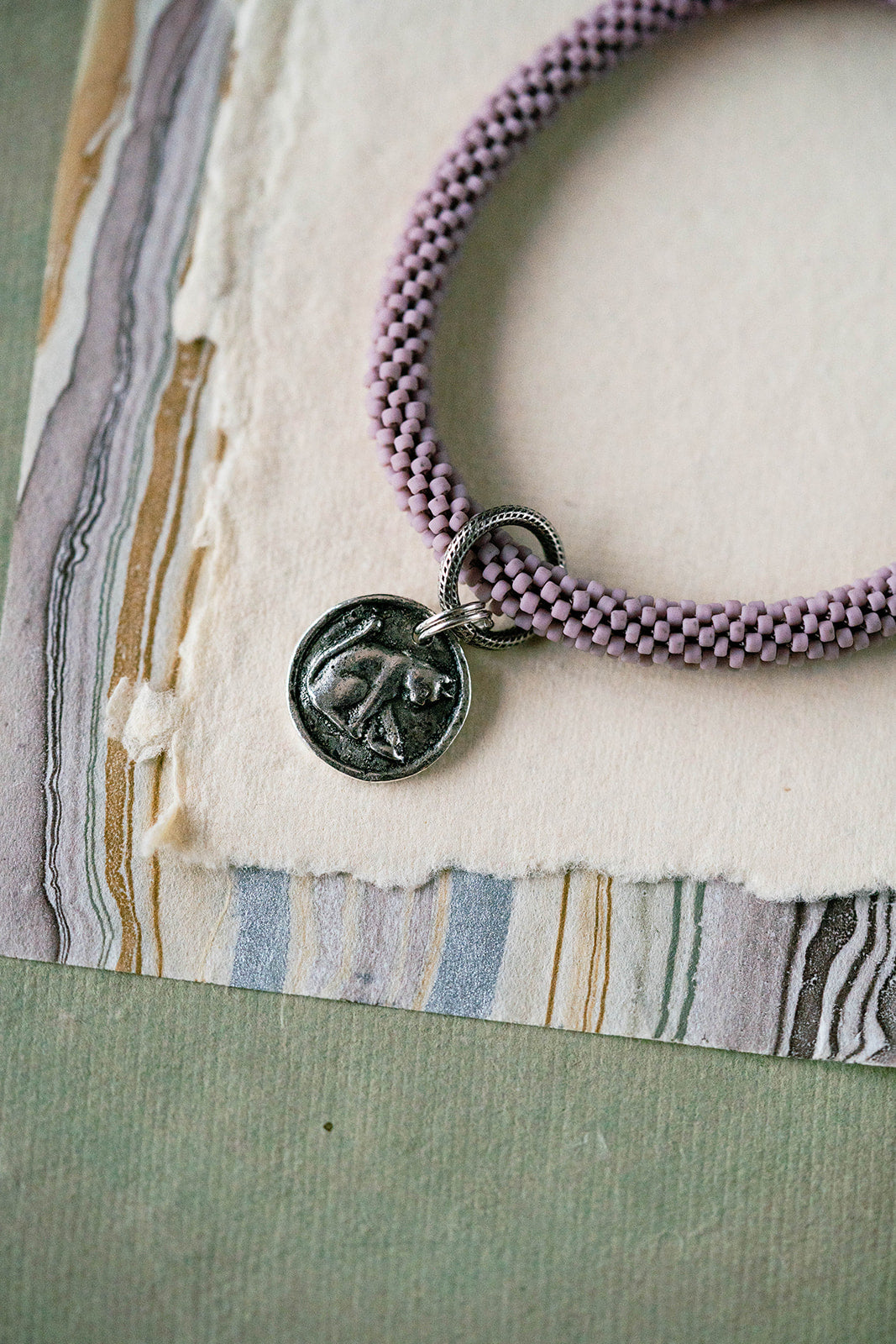 Beaded Bangle + Cat Charm Beaded Bangles Bella Vita Jewelry