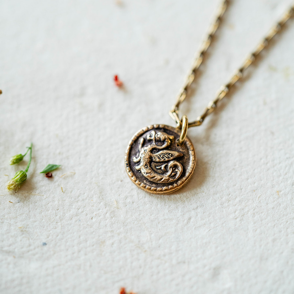 Dragon Heirloom Button Necklace Charm + Pendant Necklaces Bella Vita Jewelry   