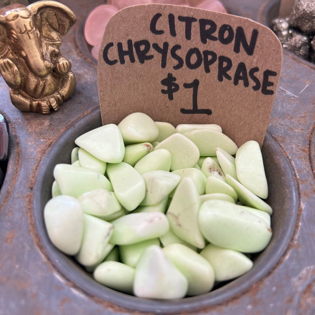 Citron Chrysoprase Crystals BV Tucson   