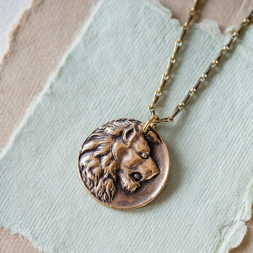 Lion Heirloom Button Necklace Charm + Pendant Necklaces Bella Vita Jewelry   