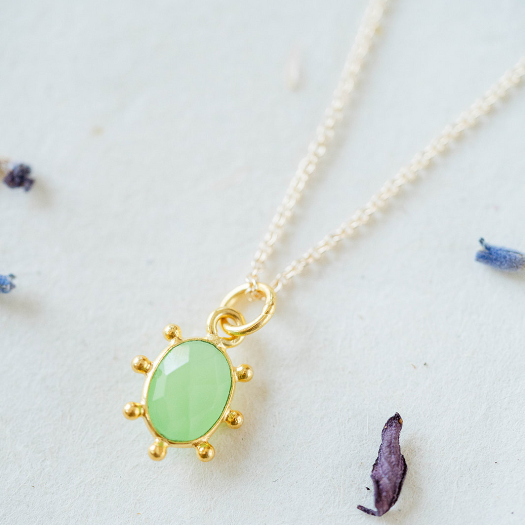 Chrysoprase Sun Necklace Charm + Pendant Necklaces Bella Vita Jewelry   