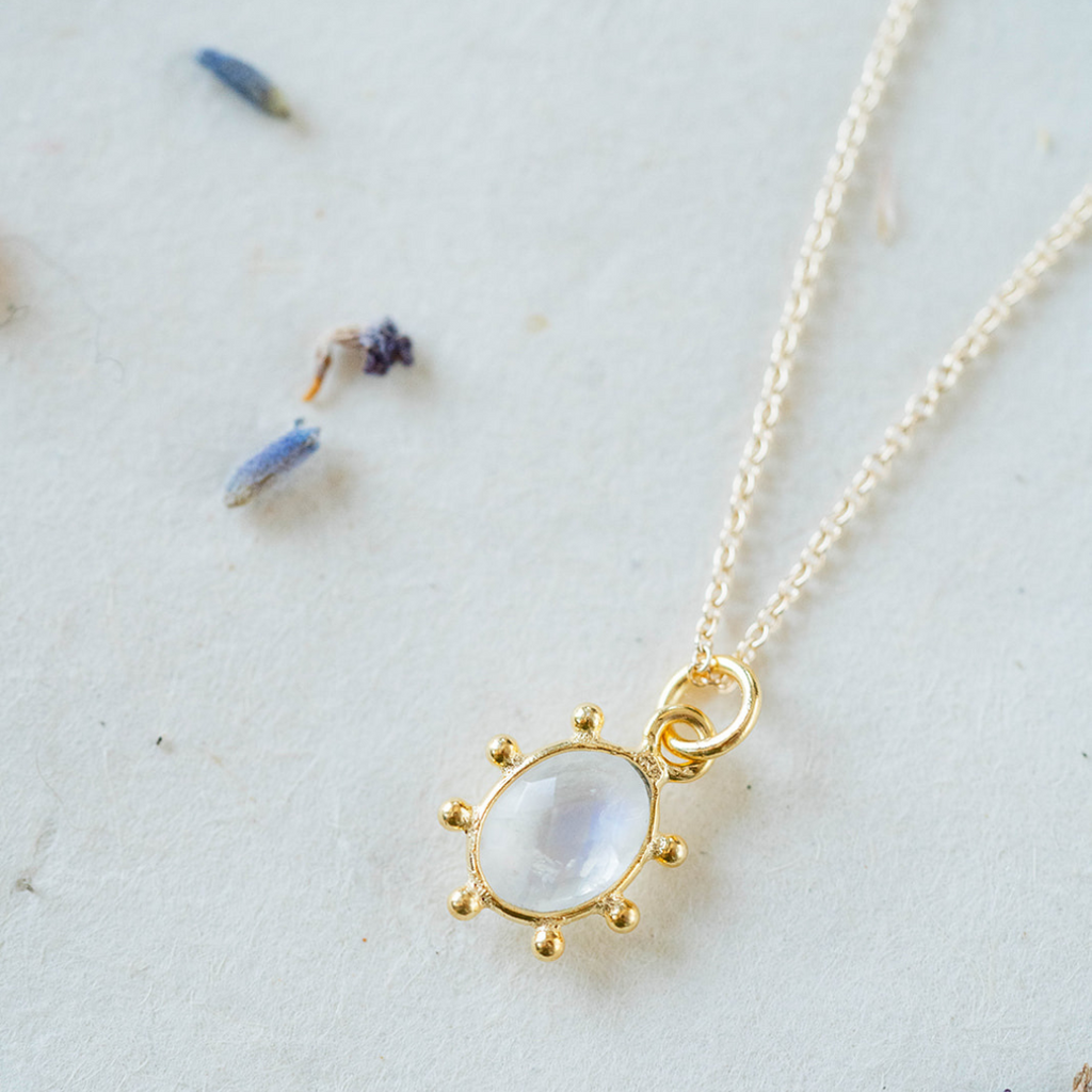 Moonstone Sun Necklace Charm + Pendant Necklaces Bella Vita Jewelry   