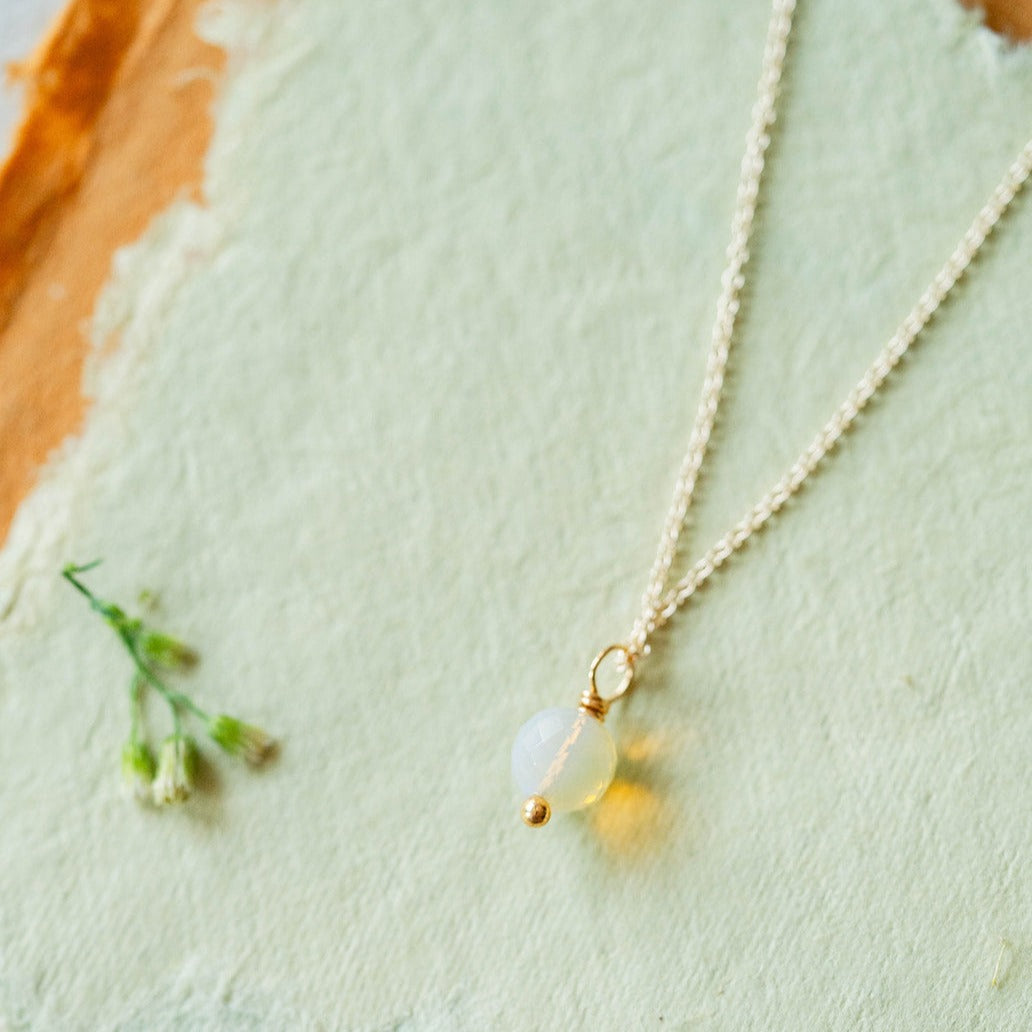 Round Faceted Opal Necklace Charm + Pendant Necklaces Bella Vita Jewelry