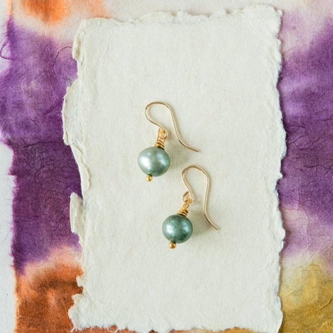 Green Pearl Earrings Dangle Earrings Bella Vita Jewelry   
