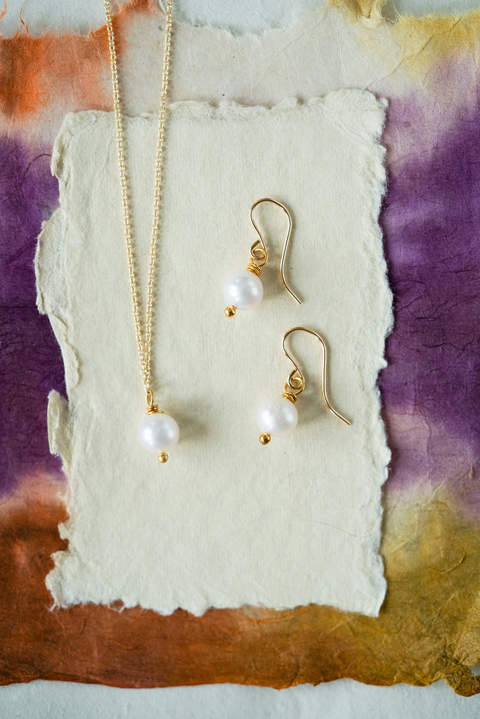 White Pearl Earrings Dangle Earrings Bella Vita Jewelry   