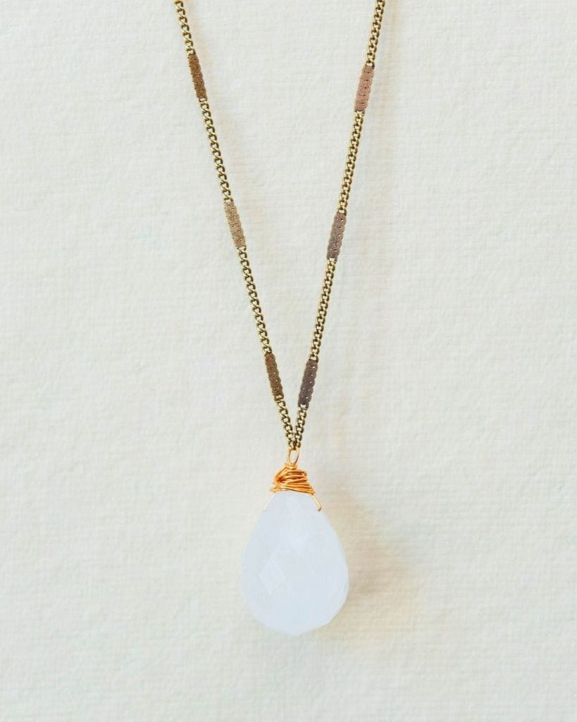 Zara Drop Necklace – The Perfect Gift of Timeless Elegance and Artisan Craftsmanship Necklaces Bella Vita Jewelry Quartz Crystal Antique Gold Plated