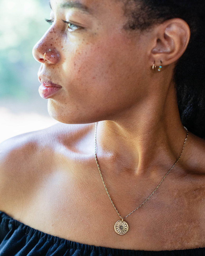 In the Garden - Sunflower Necklace Charm + Pendant Necklaces Bella Vita Jewelry