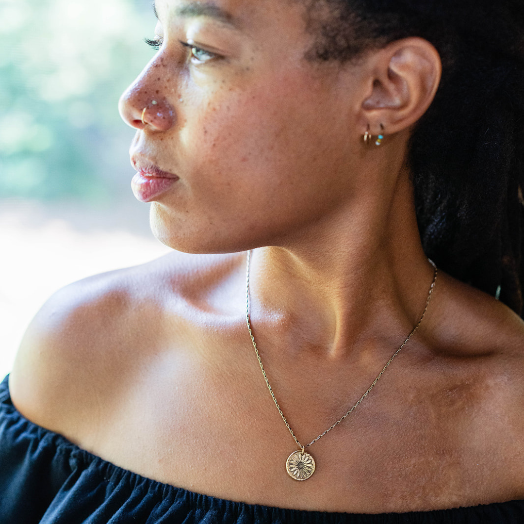 In the Garden - Sunflower Necklace Charm + Pendant Necklaces Bella Vita Jewelry