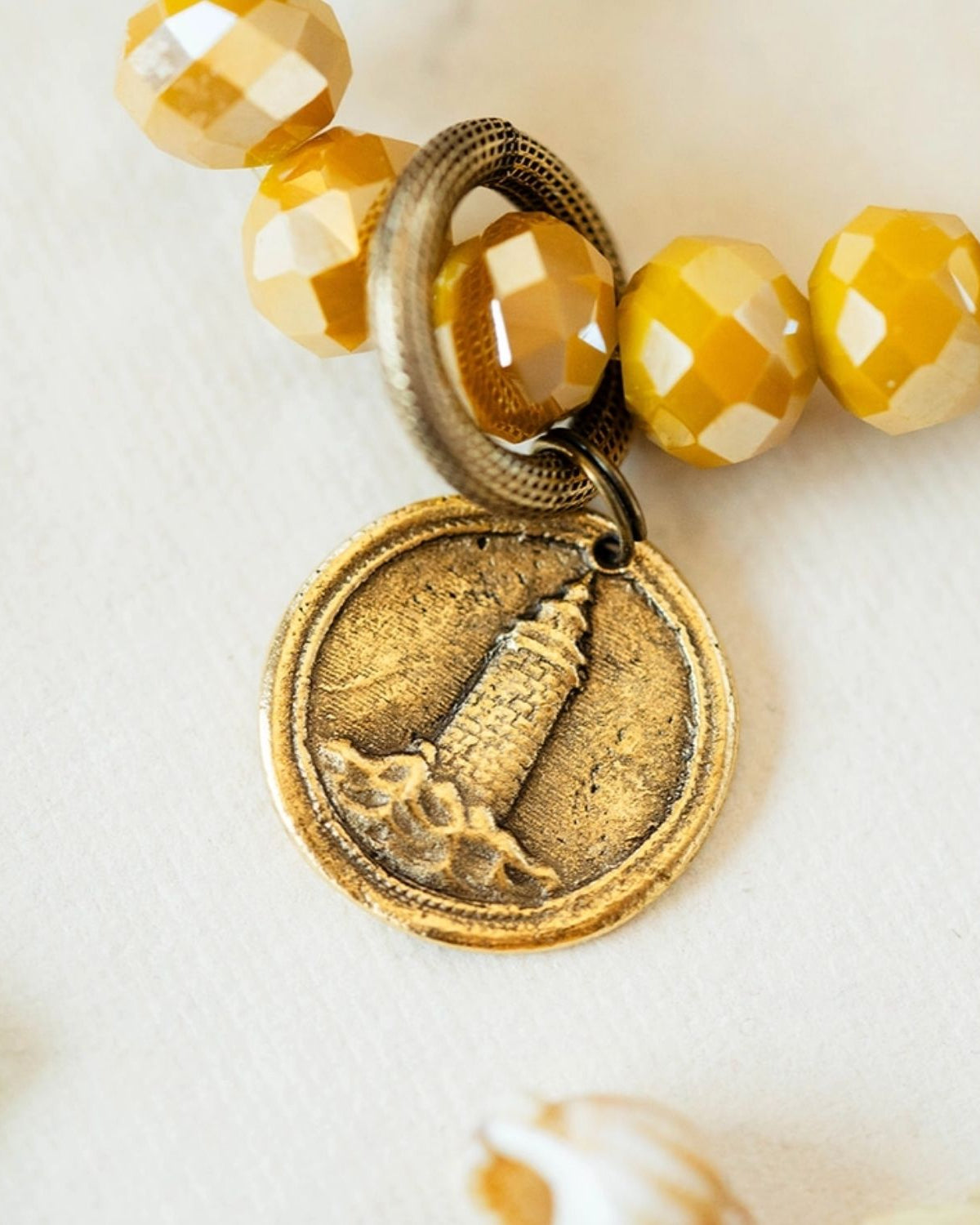 Yacht Rock Lighthouse Charm Bracelet Beaded Bangles Bella Vita Jewelry Gold Plated