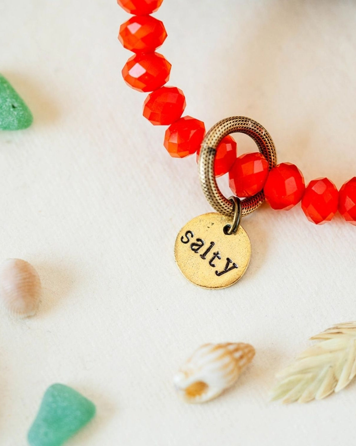 Yacht Rock Mantra Charm Bracelet Beaded Bangles Bella Vita Jewelry Gold Plated Salty