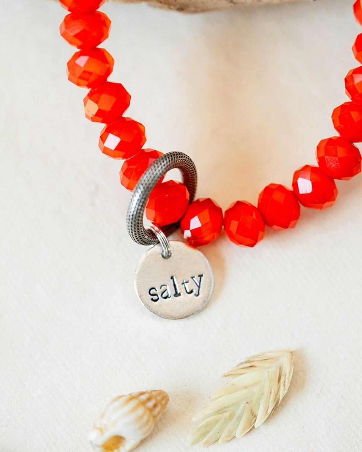 Yacht Rock Mantra Charm Bracelet Beaded Bangles Bella Vita Jewelry Antique Pewter Salty