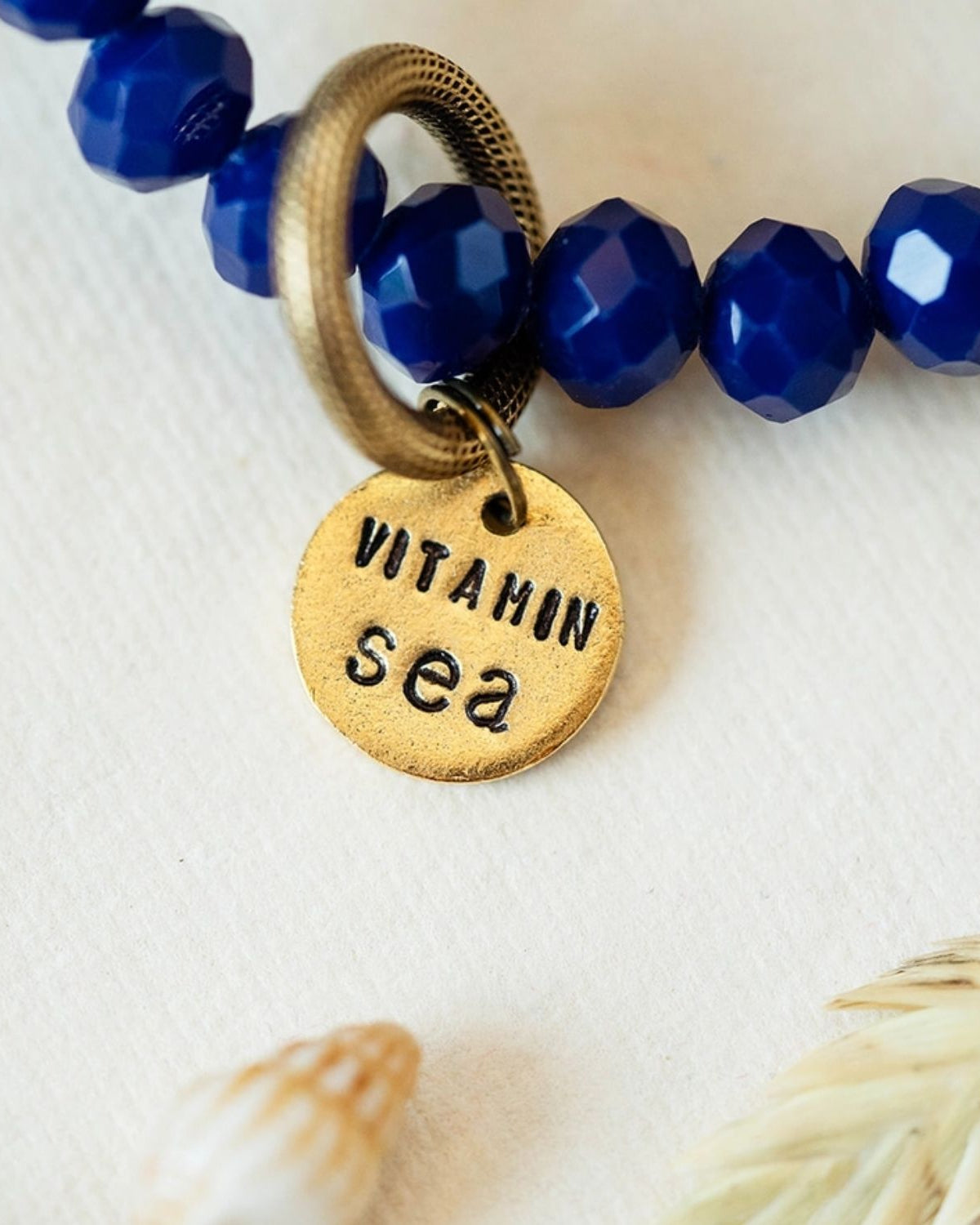 Yacht Rock Mantra Charm Bracelet Beaded Bangles Bella Vita Jewelry Gold Plated Vitamin Sea