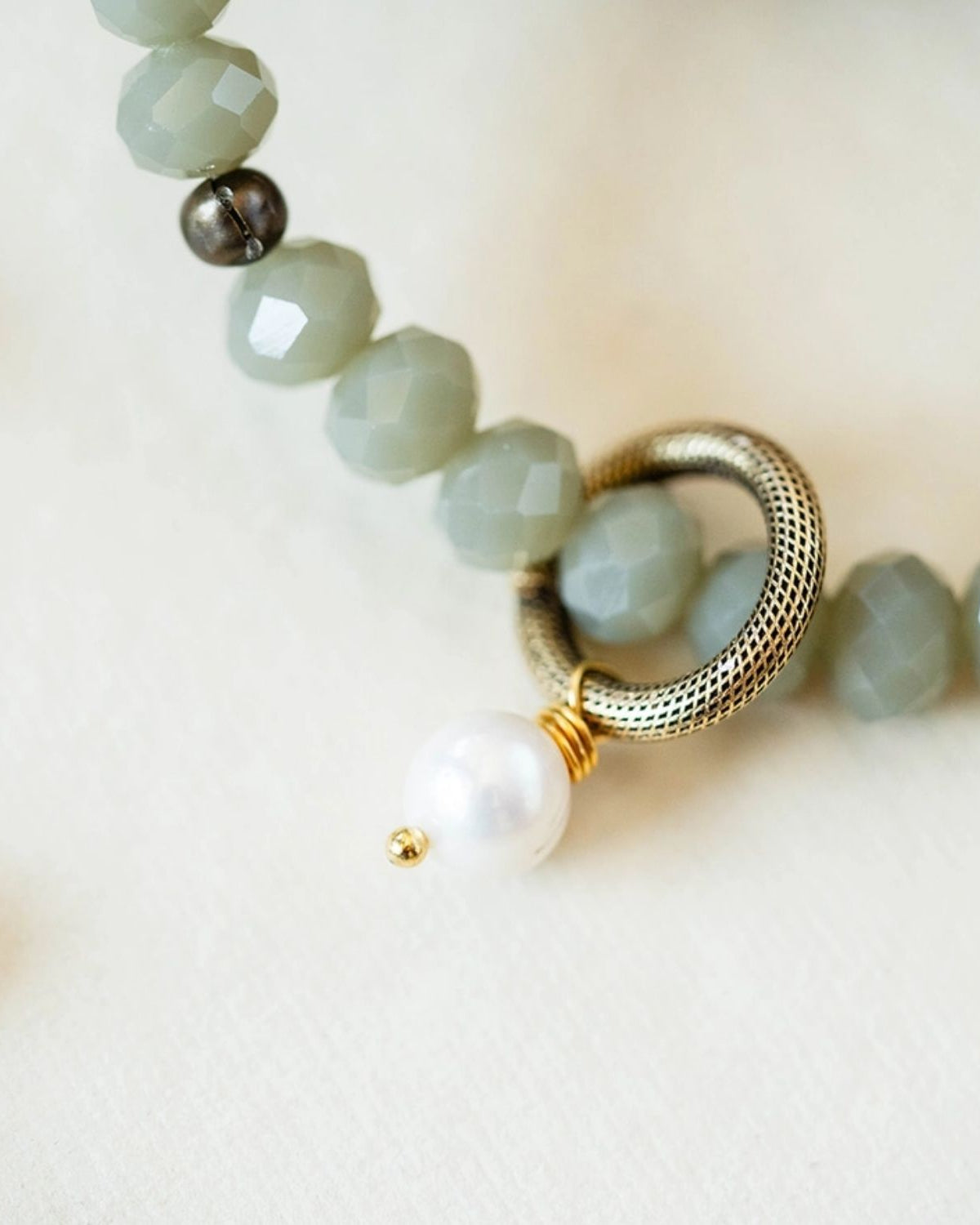 Yacht Rock Pearl Charm Bracelet Beaded Bangles Bella Vita Jewelry Antique Pewter