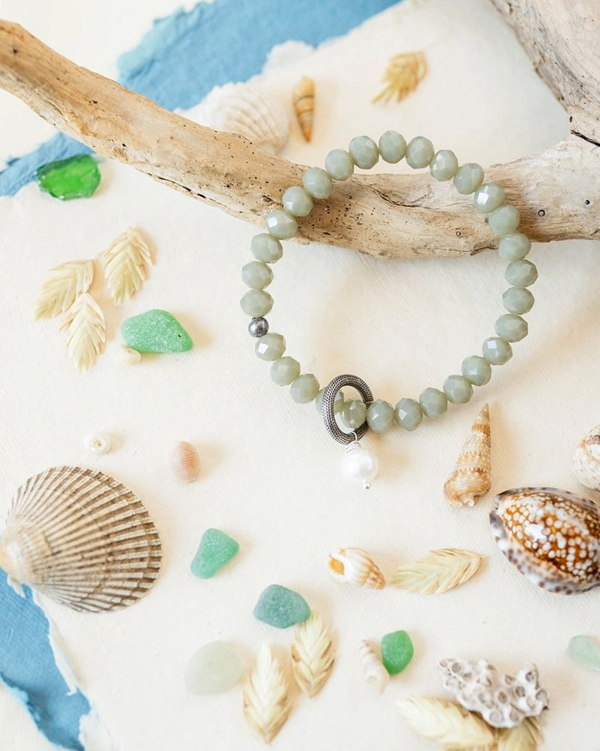 Yacht Rock Pearl Charm Bracelet Beaded Bangles Bella Vita Jewelry