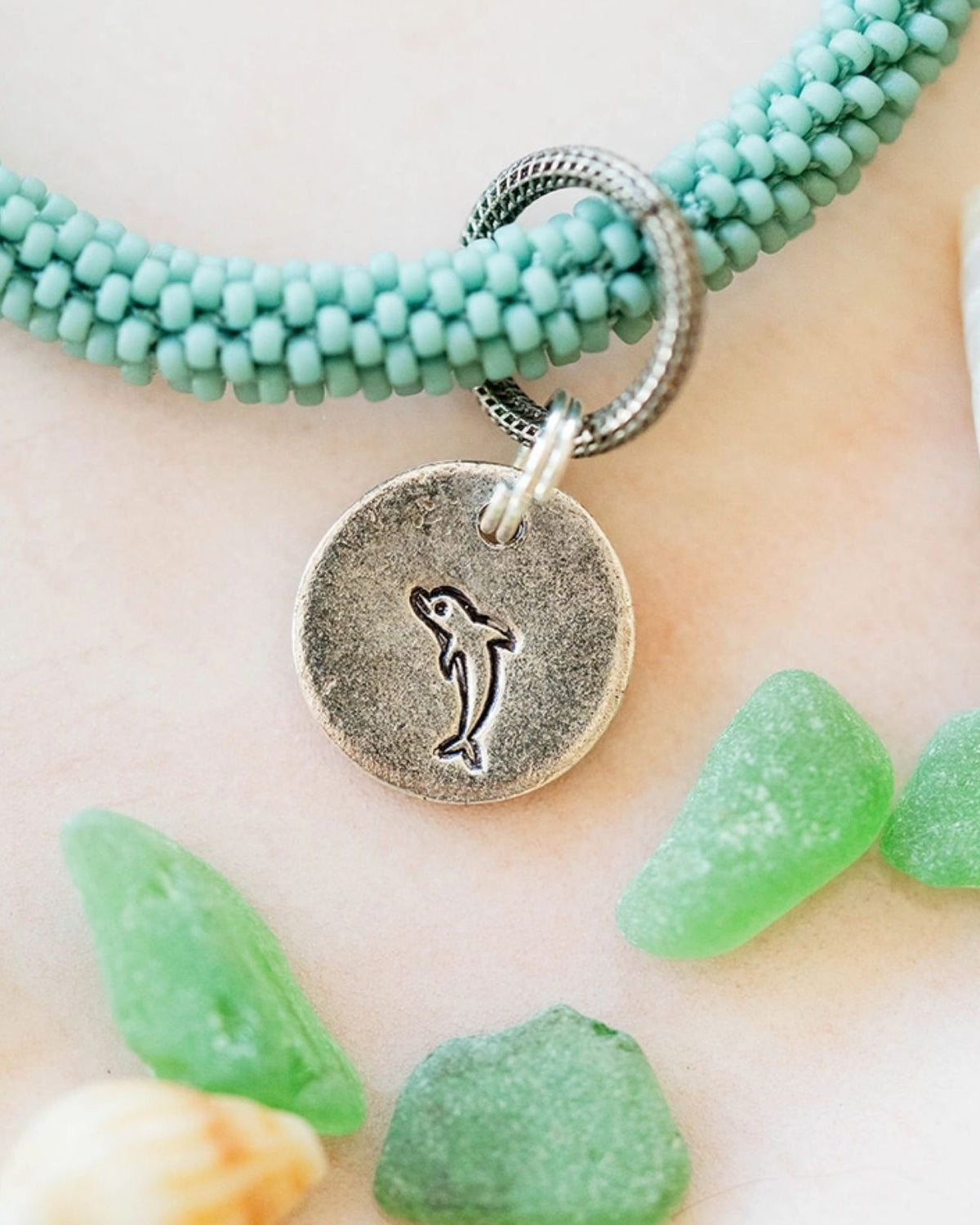 Yacht Rock Beach Charm Bracelet Beaded Bangles Bella Vita Jewelry Antique Pewter Dolphin