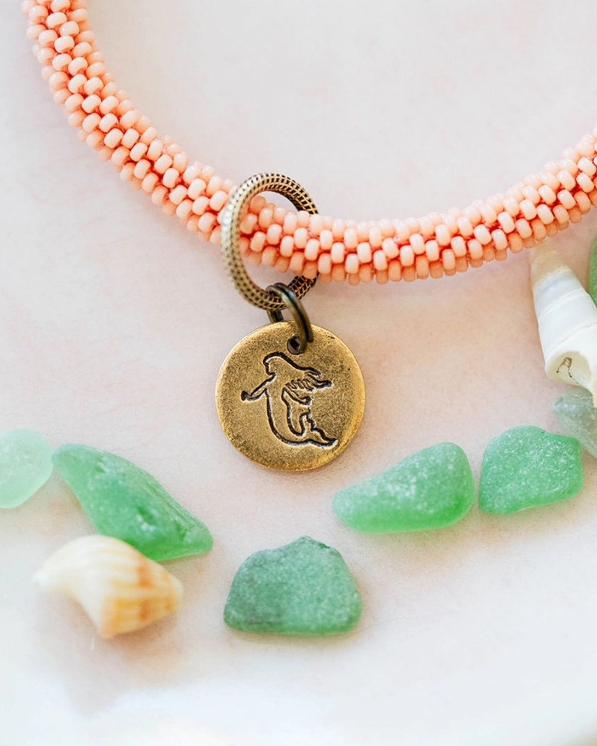 Yacht Rock Beach Charm Bracelet Beaded Bangles Bella Vita Jewelry Gold Plated Mermaid