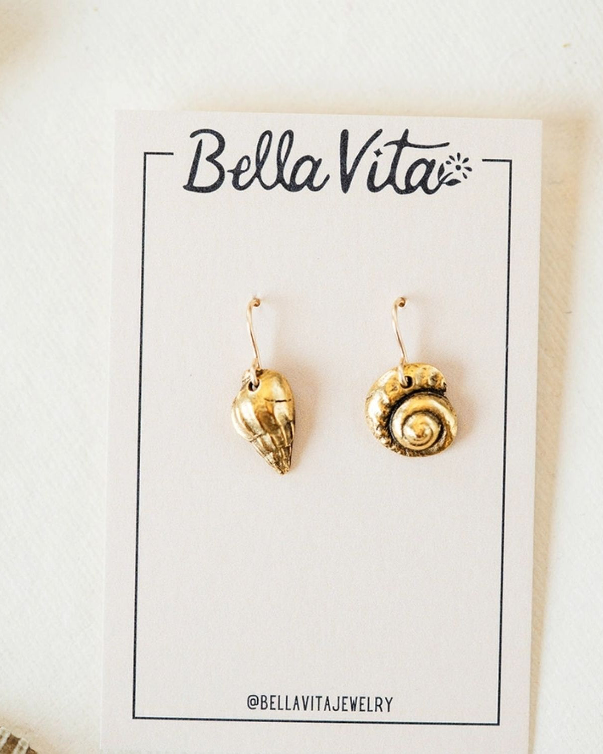 Yacht Rock Simple Shell Earrings Dangle Earrings Bella Vita Jewelry Gold Plated