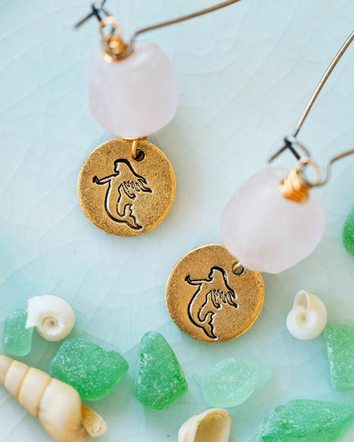 Yacht Rock Beach Charm Earrings Dangle Earrings Bella Vita Jewelry Gold Plated Mermaid