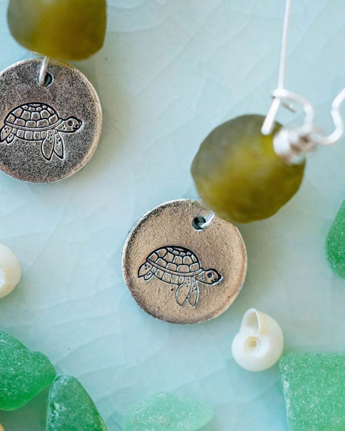 Yacht Rock Beach Charm Earrings Dangle Earrings Bella Vita Jewelry Silver Plated Sea Turtle