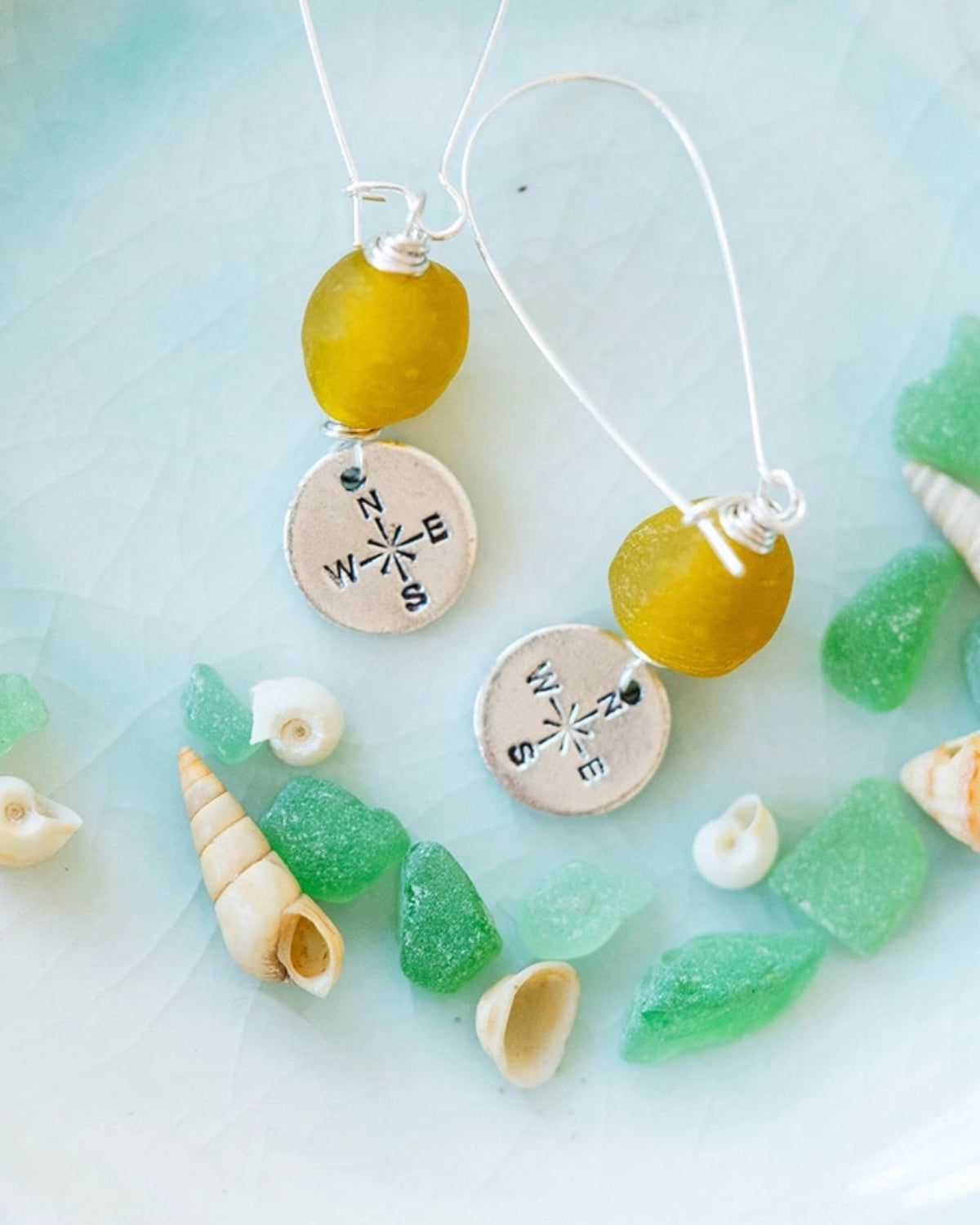 Yacht Rock Beach Charm Earrings Dangle Earrings Bella Vita Jewelry Silver Plated Compass