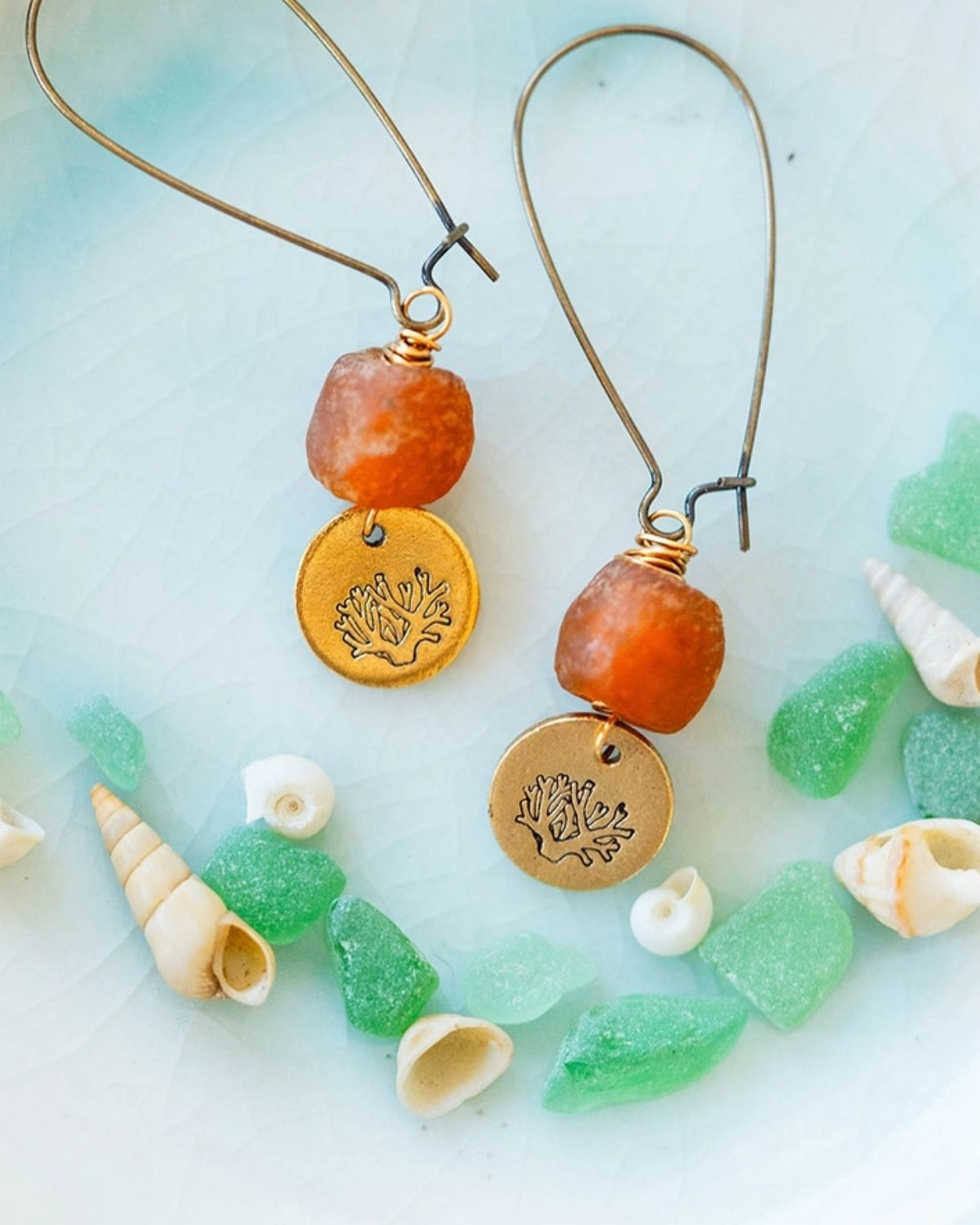 Yacht Rock Beach Charm Earrings Dangle Earrings Bella Vita Jewelry Gold Plated Reef