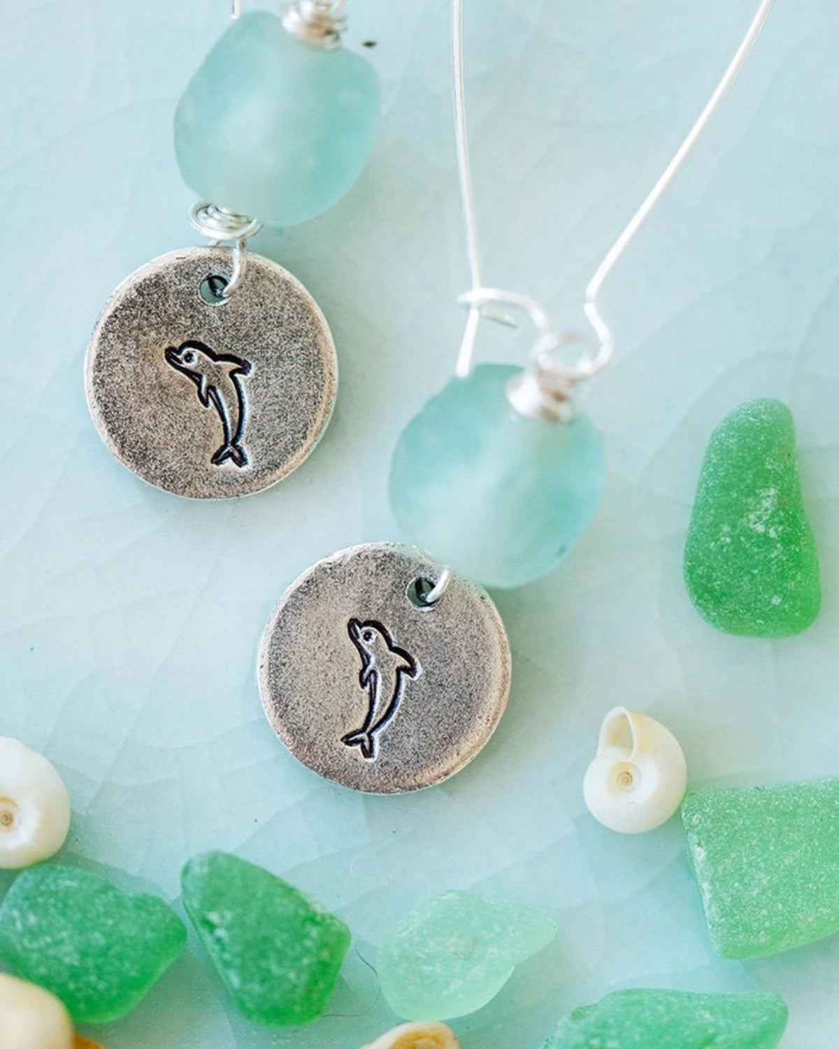 Yacht Rock Beach Charm Earrings Dangle Earrings Bella Vita Jewelry Silver Plated Dolphin