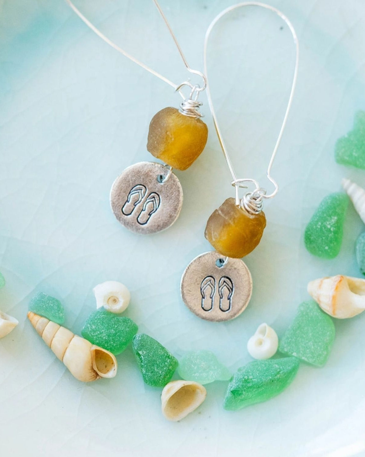 Yacht Rock Beach Charm Earrings Dangle Earrings Bella Vita Jewelry Silver Plated Flip Flops