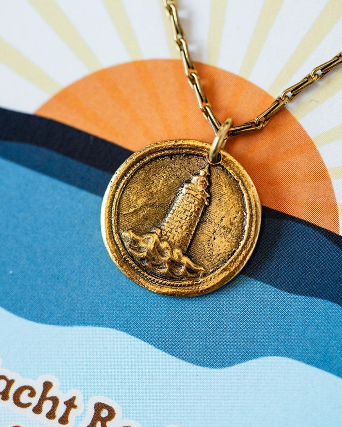 Yacht Rock Lighthouse Necklace Charm + Pendant Necklaces Bella Vita Jewelry Gold Plated Charm/Gold Plated Chain