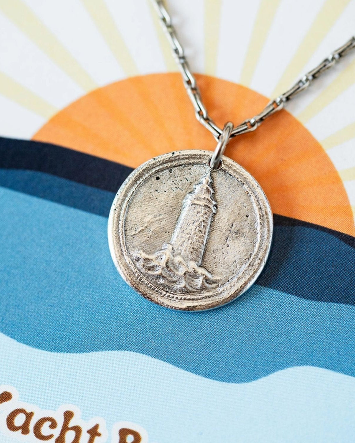Yacht Rock Lighthouse Necklace Charm + Pendant Necklaces Bella Vita Jewelry Pewter Charm/Silver Plated Chain