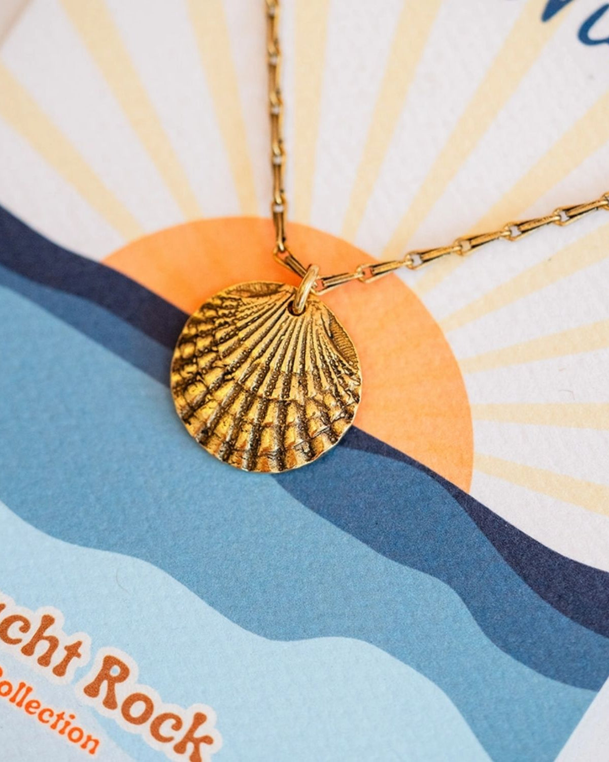 Yacht Rock Scallop Shell Necklace Charm + Pendant Necklaces Bella Vita Jewelry Gold Plated Charm/Gold Plated Chain