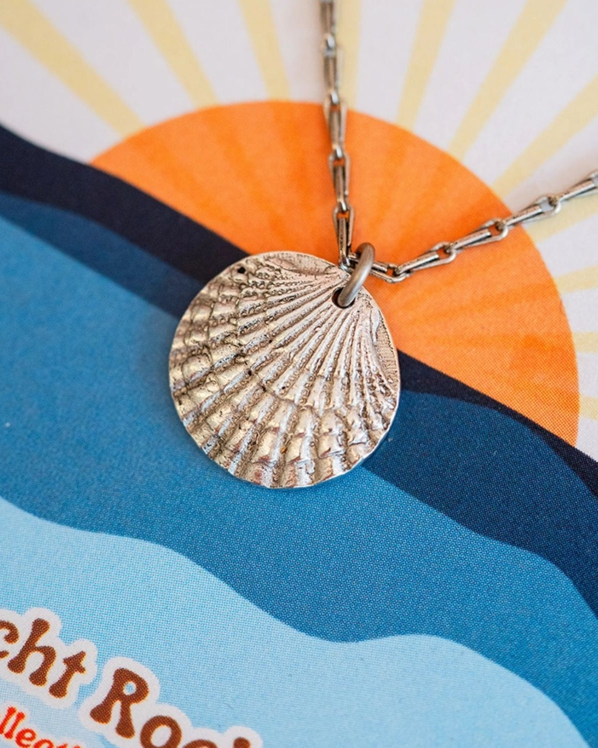 Yacht Rock Scallop Shell Necklace Charm + Pendant Necklaces Bella Vita Jewelry Pewter Charm/Silver Plated Chain