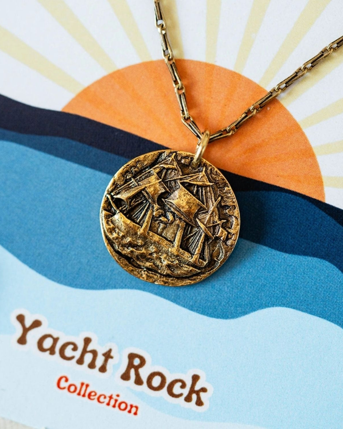 Yacht Rock Ship Necklace Charm + Pendant Necklaces Bella Vita Jewelry Gold Plated Charm/Gold Plated Chain