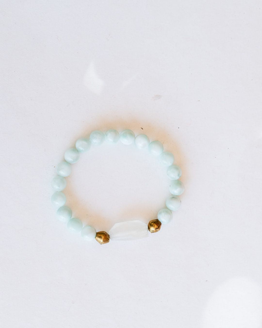 Green Moonstone Good Vibes bracelet with gold accent