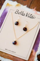 Natural Stone Jewelry Gift Sets Charm + Pendant Necklaces Bella Vita Jewelry Garnet 14k Gold Filled