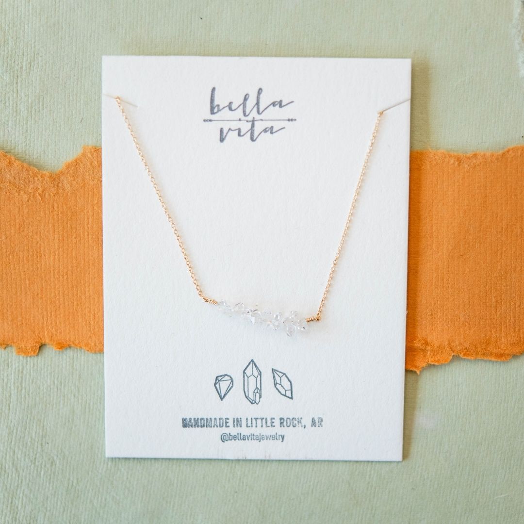 Herkimer Diamond Necklace Charm + Pendant Necklaces Bella Vita Jewelry 14k Gold Fill