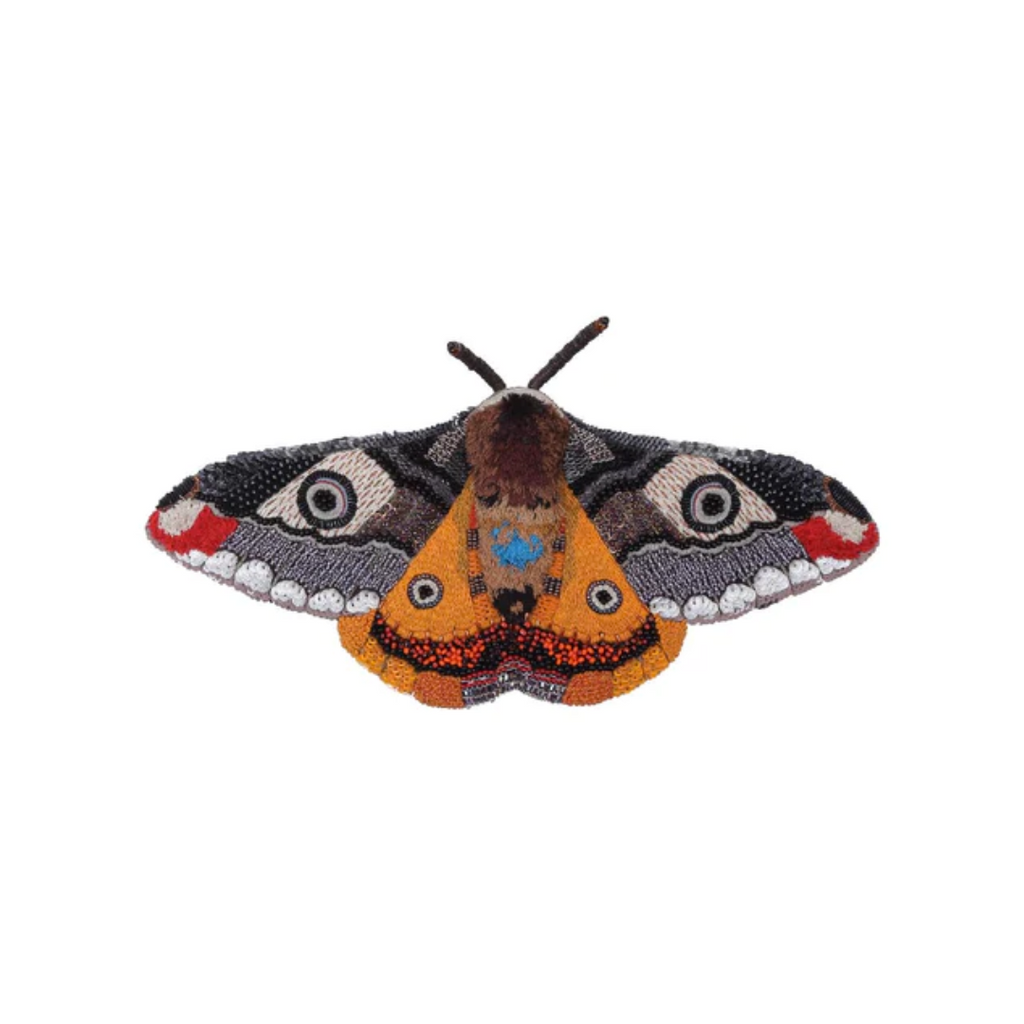 Hand Embroidered Brooch Brooches + Pins Trovelore Mosaic Moth(size: 4.5" W x 2.5" T)  