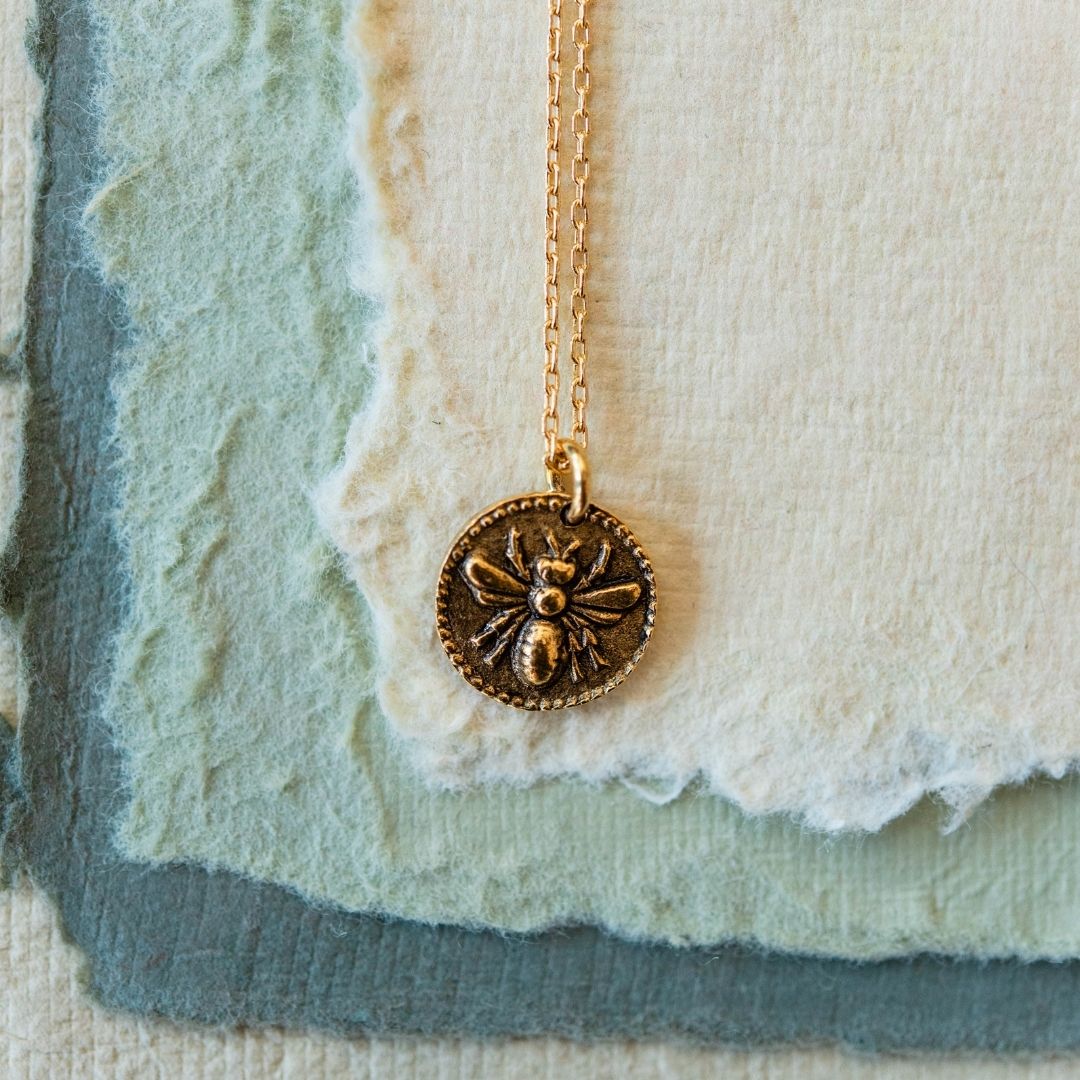 Bitty Buttons Bee Necklace Charm + Pendant Necklaces Bella Vita Jewelry