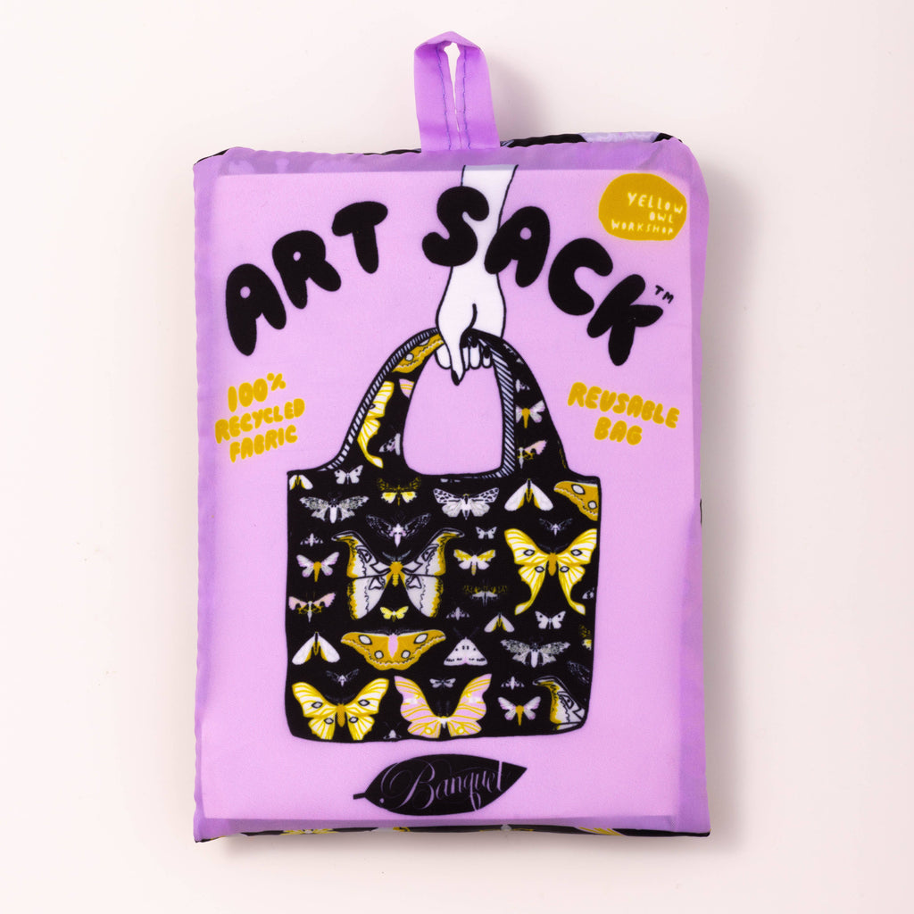 Moths Art Sack by Banquet Workshop - Reusable Tote Bag Bags + Totes Yellow Owl Workshop   