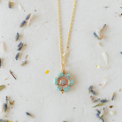 Flower Power Chain Necklace Charm + Pendant Necklaces Bella Vita Jewelry Gold Plated Aqua