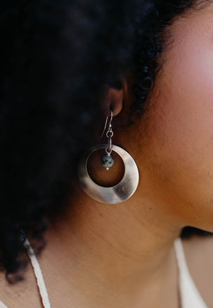 Athena Hoop with Gemstone Dangle Earrings Bella Vita Jewelry   